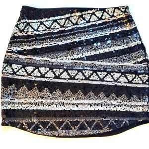 Express, Small, Blk/SLVR sequins mini skirt